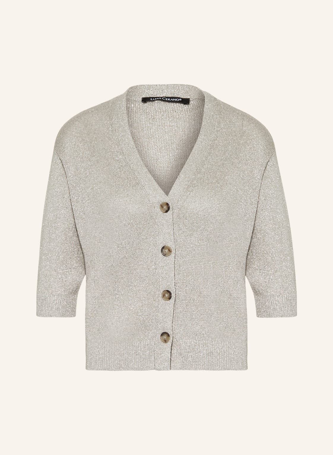 Image of Luisa Cerano Strickjacke Mit 3/4-Arm Und Glitzergarn silber