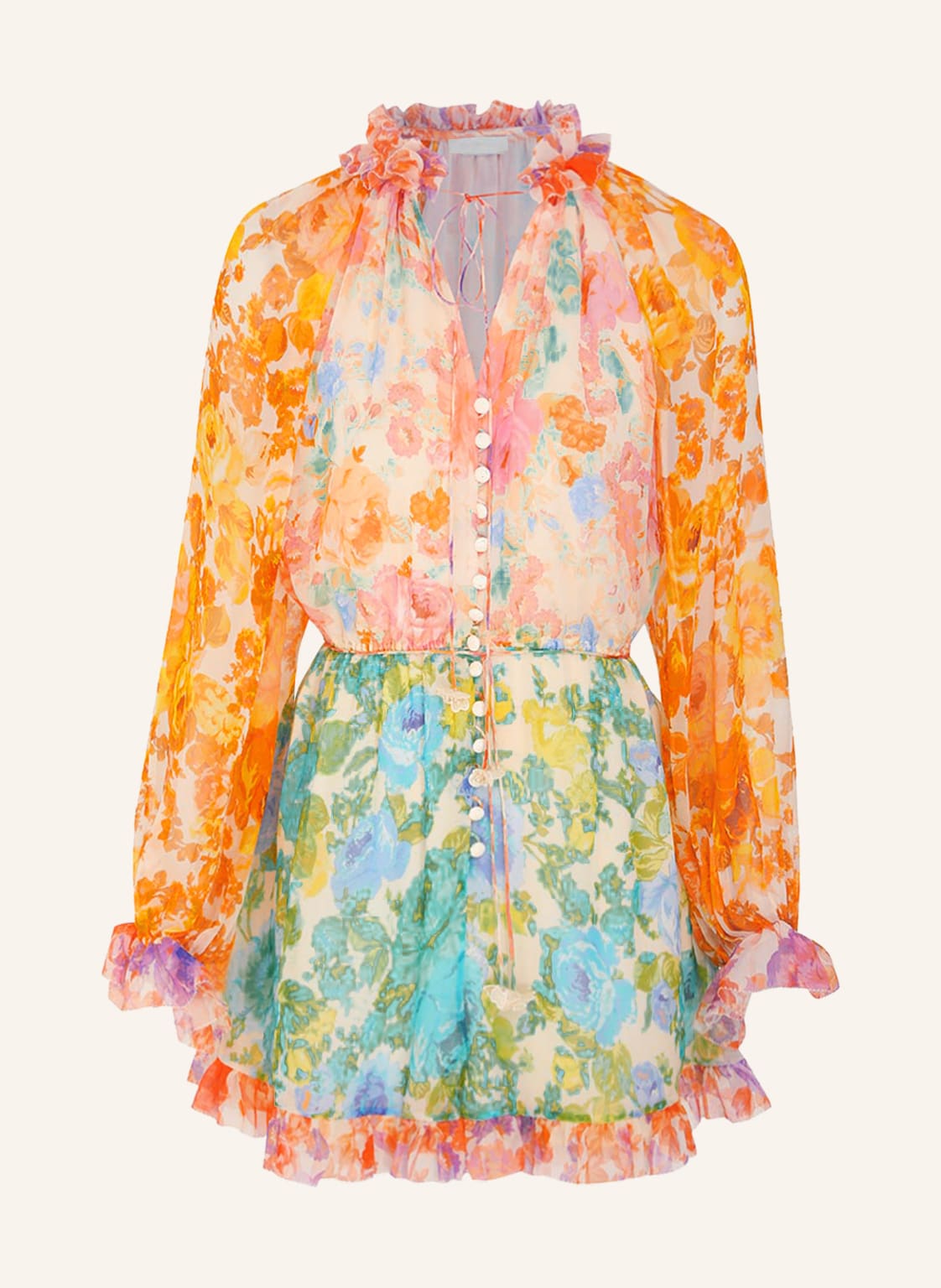 Image of Zimmermann Seiden-Jumpsuit Raie gelb