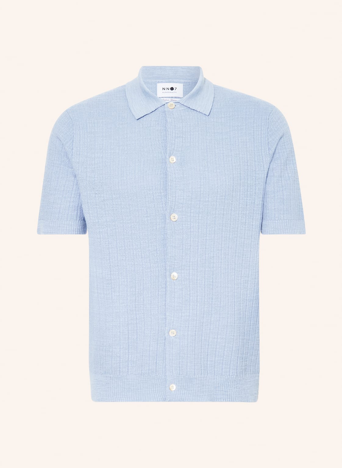Image of nn07 Strickhemd Nolan Regular Fit blau