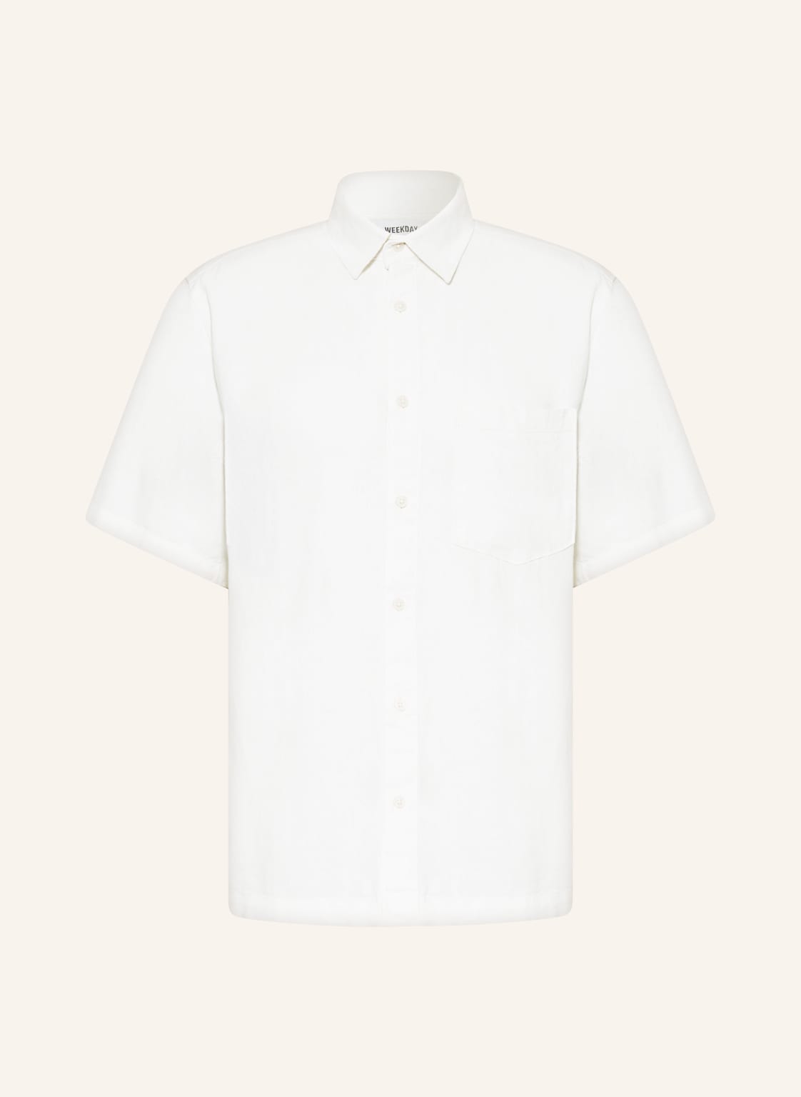 Image of Weekday Kurzarm-Hemd Comfort Fit Mit Leinen weiss