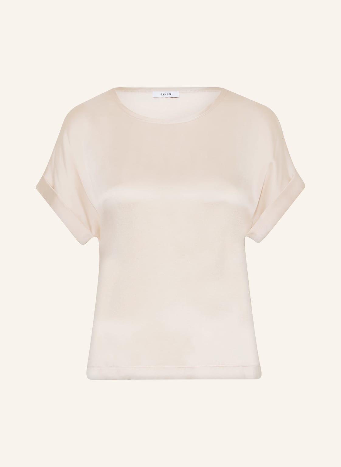 Image of Reiss T-Shirt Helen Im Materialmix Mit Seide beige