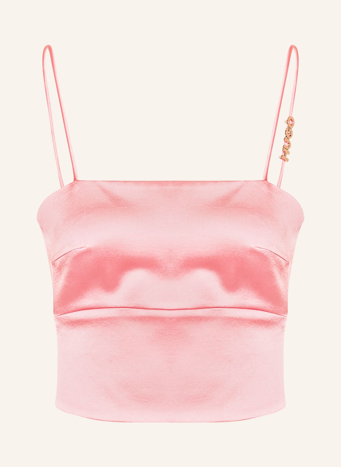 Image of Hugo Cropped-Top Camura Aus Satin rosa