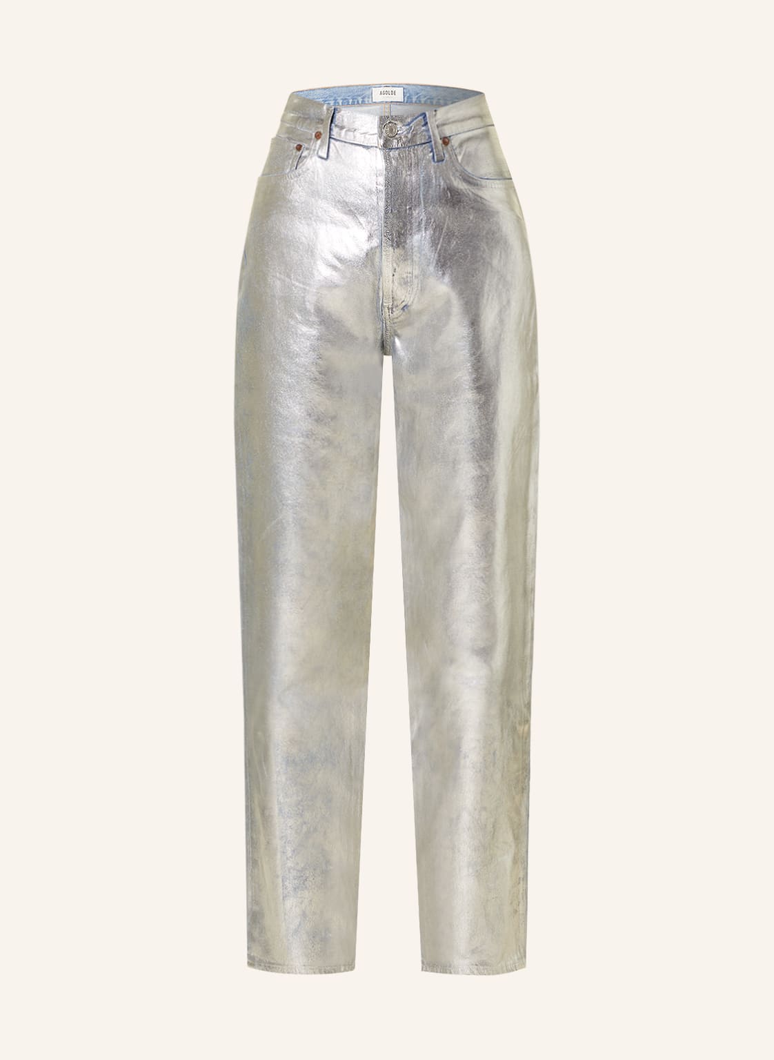 Image of Agolde Coated Jeans 90's Pinch Waist silber