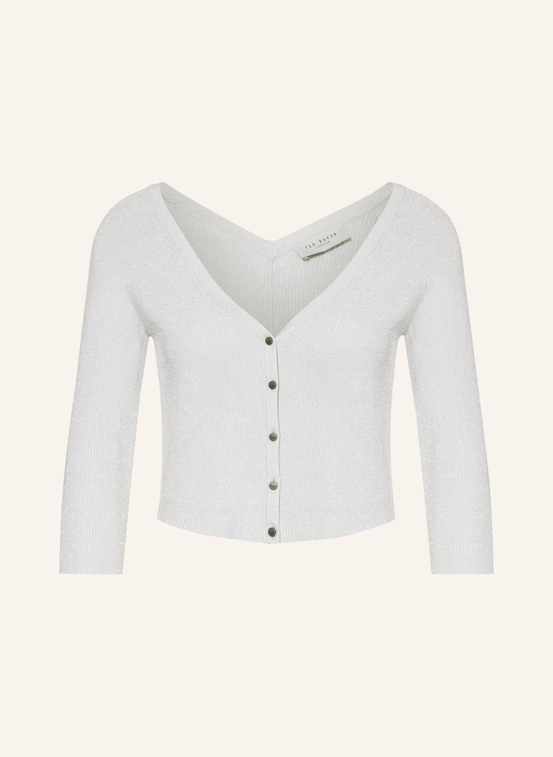 Image of Ted Baker Cropped-Strickjacke Loessa Mit 3/4-Arm Und Glitzergarn weiss