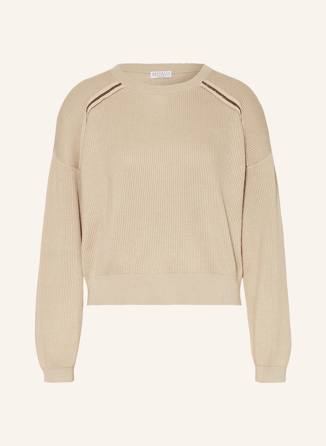 Image of Brunello Cucinelli Cropped-Pullover Mit Schmuckperlen beige