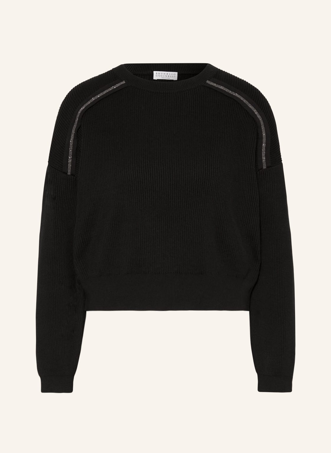 Image of Brunello Cucinelli Cropped-Pullover Mit Schmuckperlen schwarz