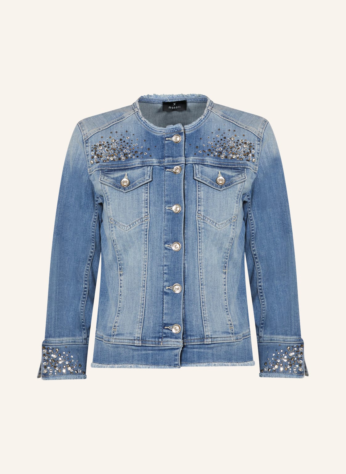 Image of Monari Jeansjacke Mit Schmucksteinen blau