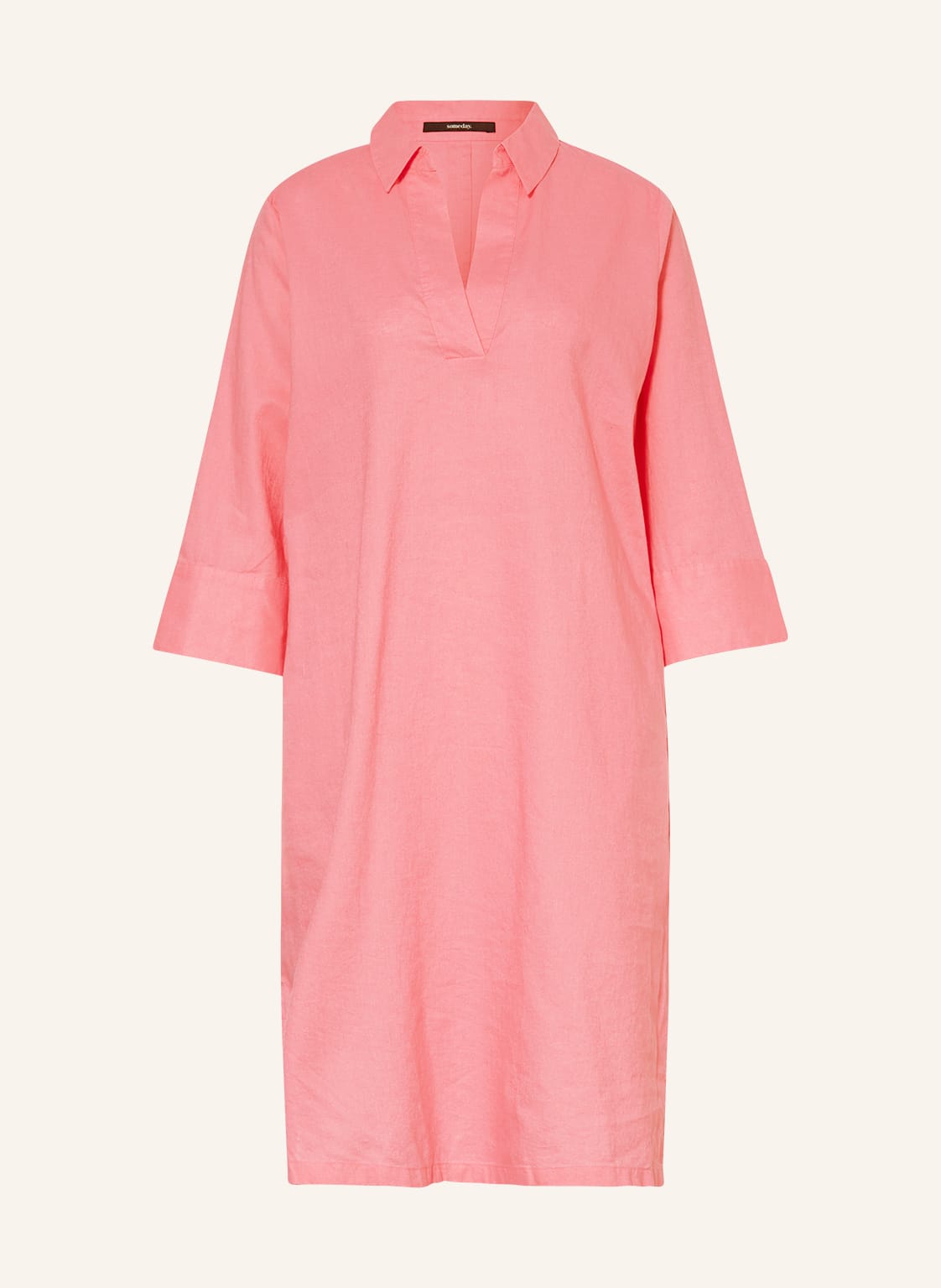 Image of Someday Kleid Queina Mit Leinen Und 3/4-Arm rosa