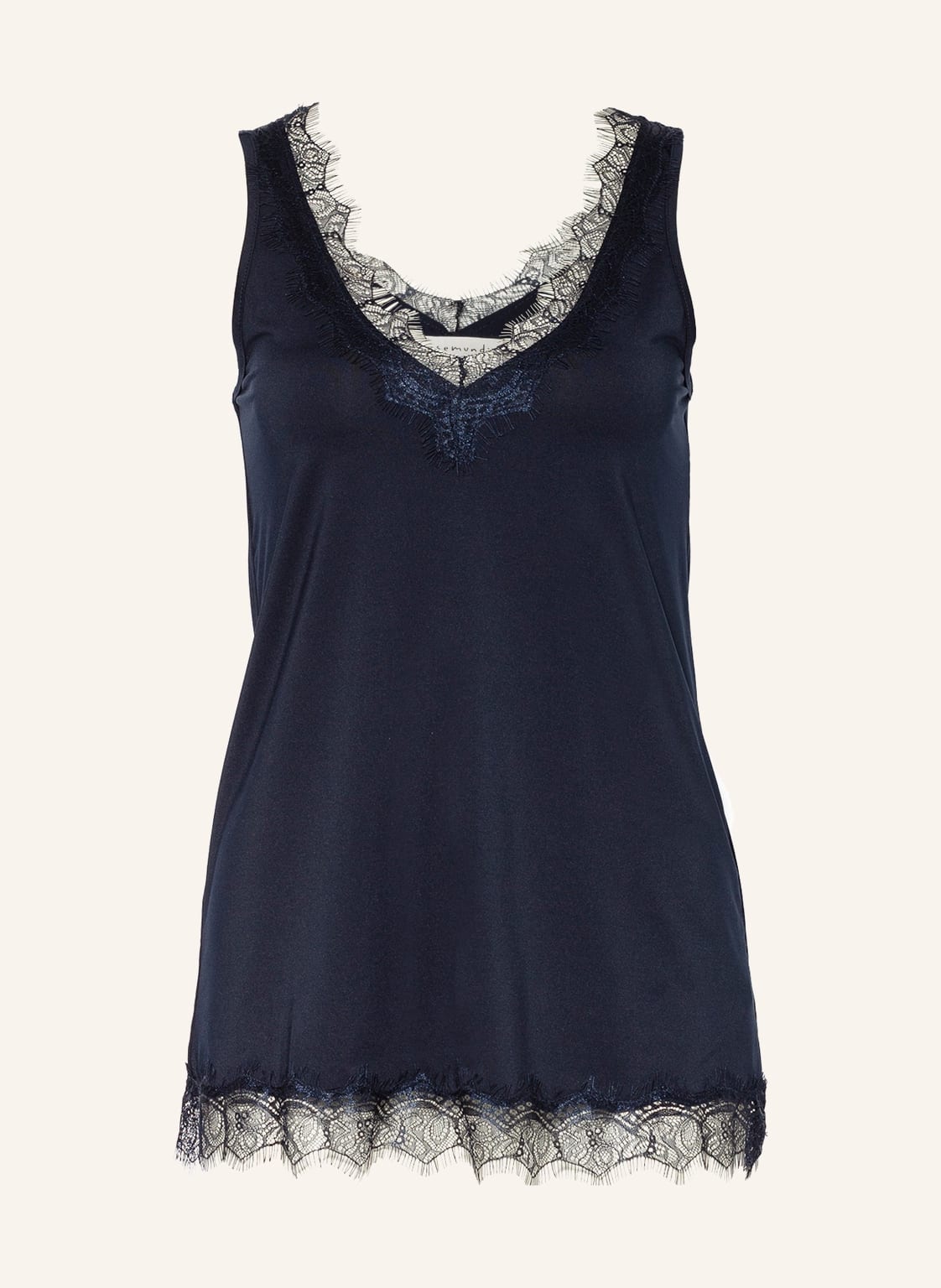 Image of Rosemunde Top Mit Spitzenbesatz blau