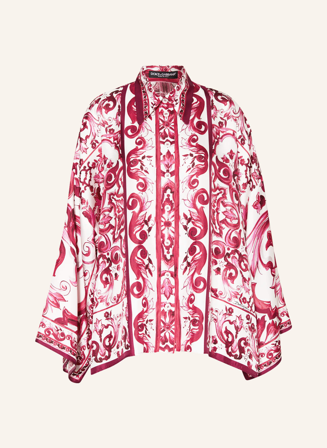 Image of Dolce & Gabbana Oversized-Hemdbluse Aus Seide pink