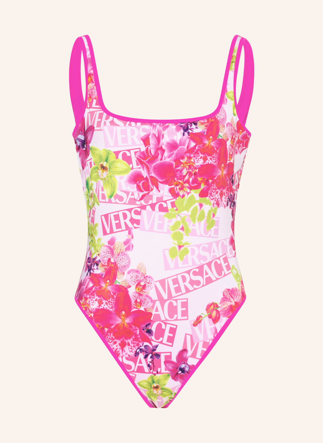 Image of Versace Badeanzug Flower Zum Wenden pink