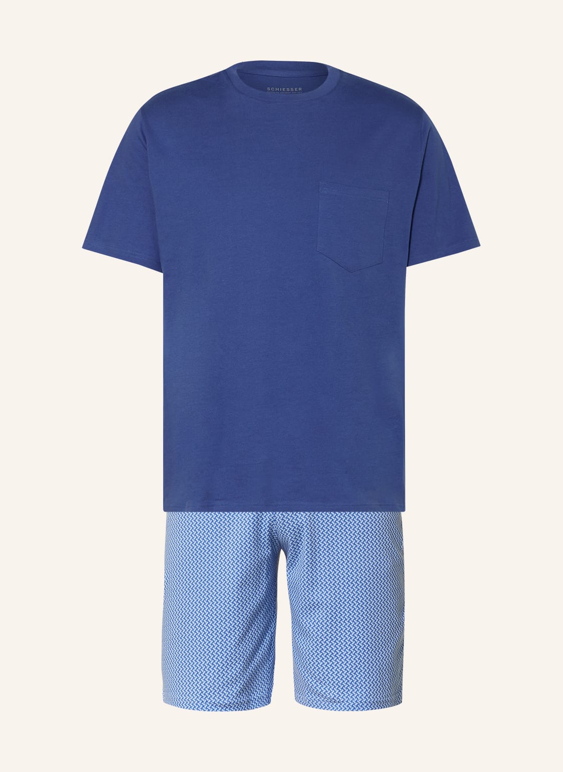 Image of Schiesser Shorty-Schlafanzug Fashion Nightwear blau