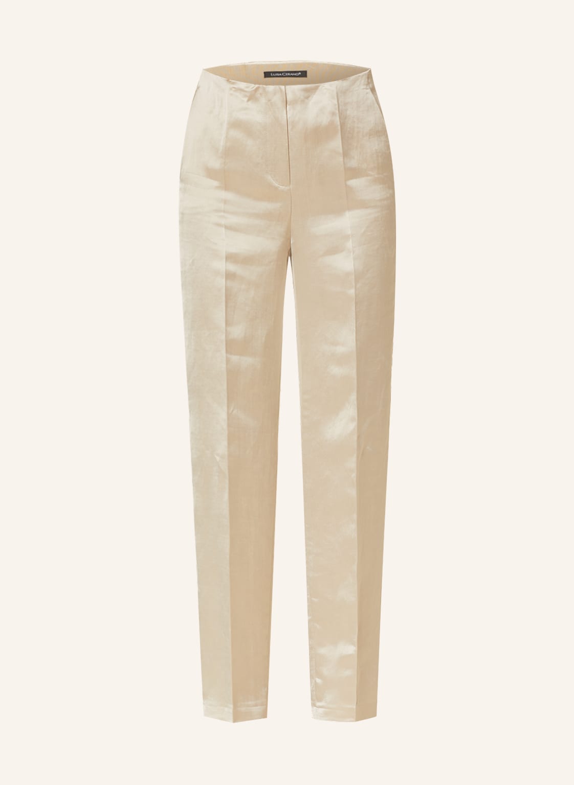 Image of Luisa Cerano Marlenehose Aus Satin Mit Leinen beige