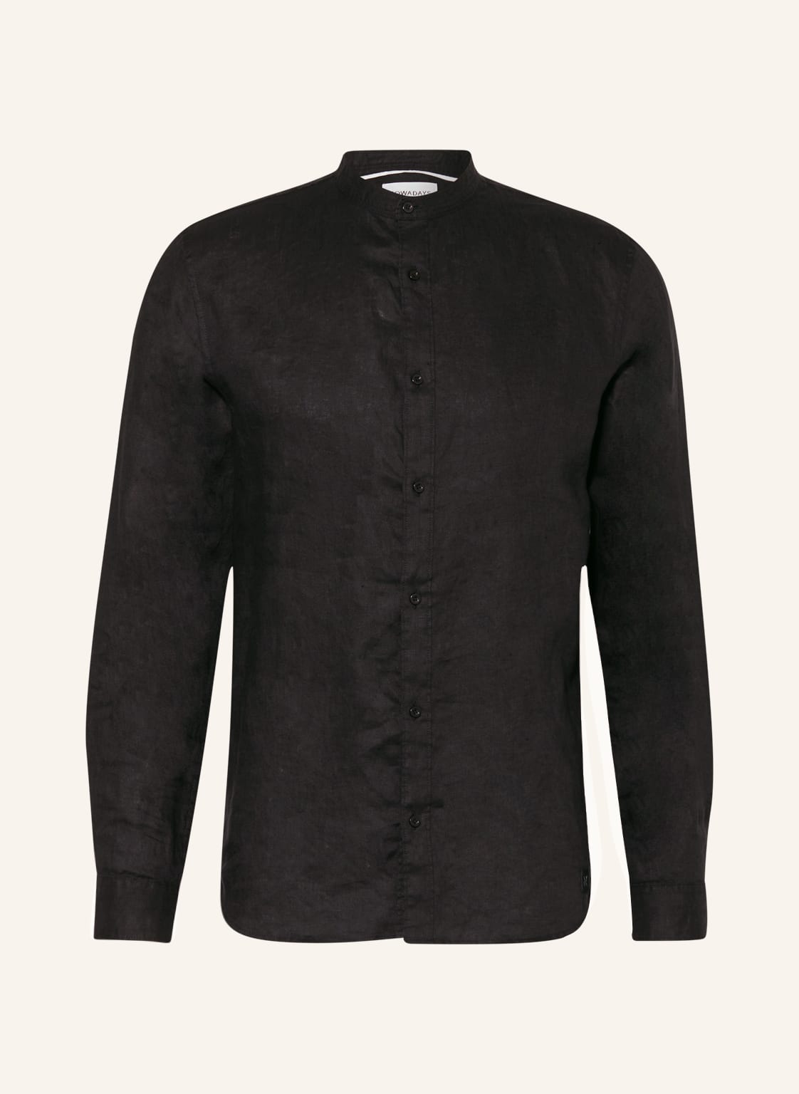 Image of Nowadays Leinenhemd Comfort Fit Mit Stehkragen schwarz