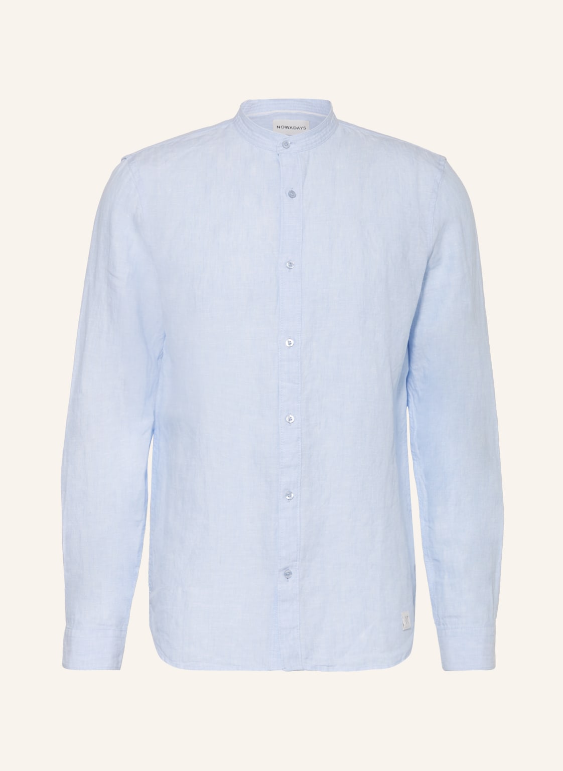 Image of Nowadays Leinenhemd Comfort Fit Mit Stehkragen blau