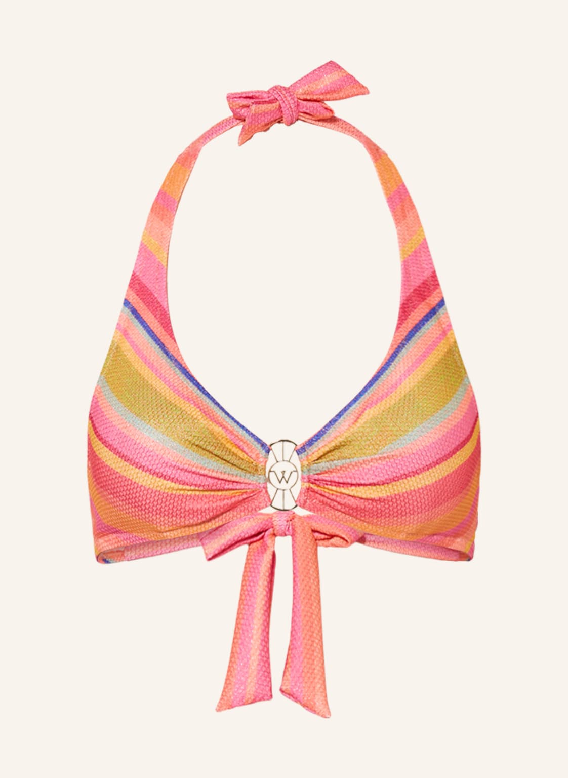 Image of Watercult Neckholder-Bikini-Top Dopamine Stripe Mit Glitzergarn pink