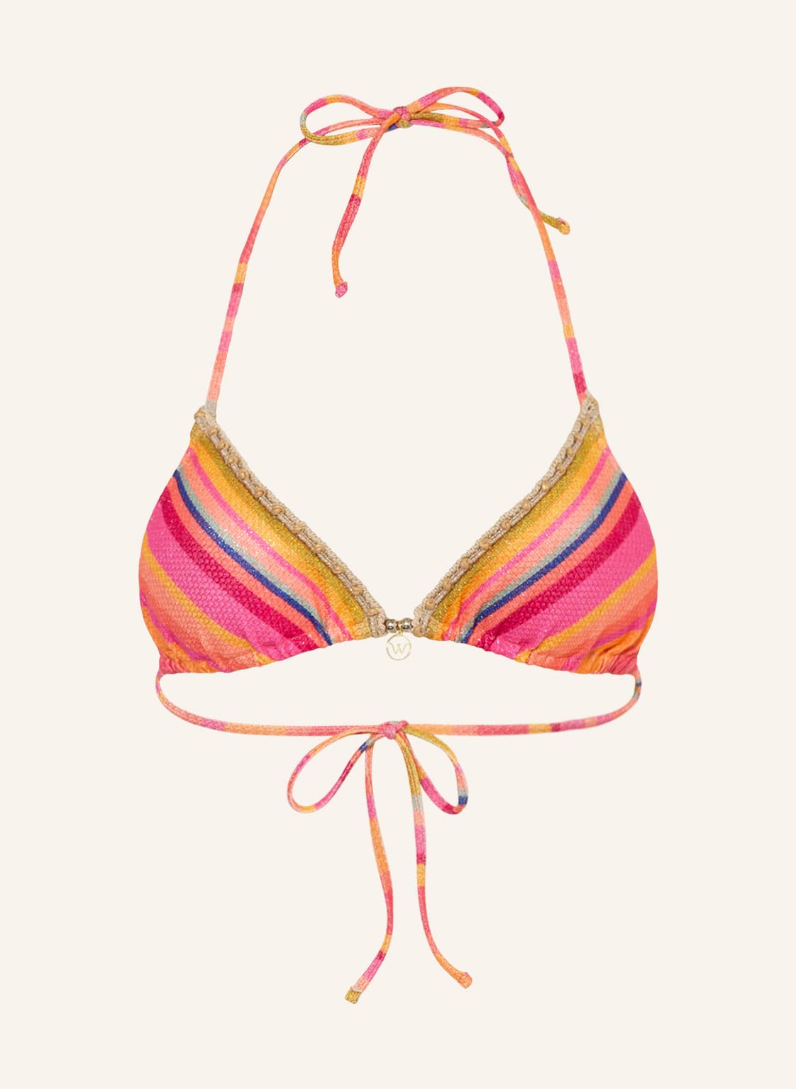 Image of Watercult Triangel-Bikini-Top Dopamine Stripe Mit Glanzgarn pink