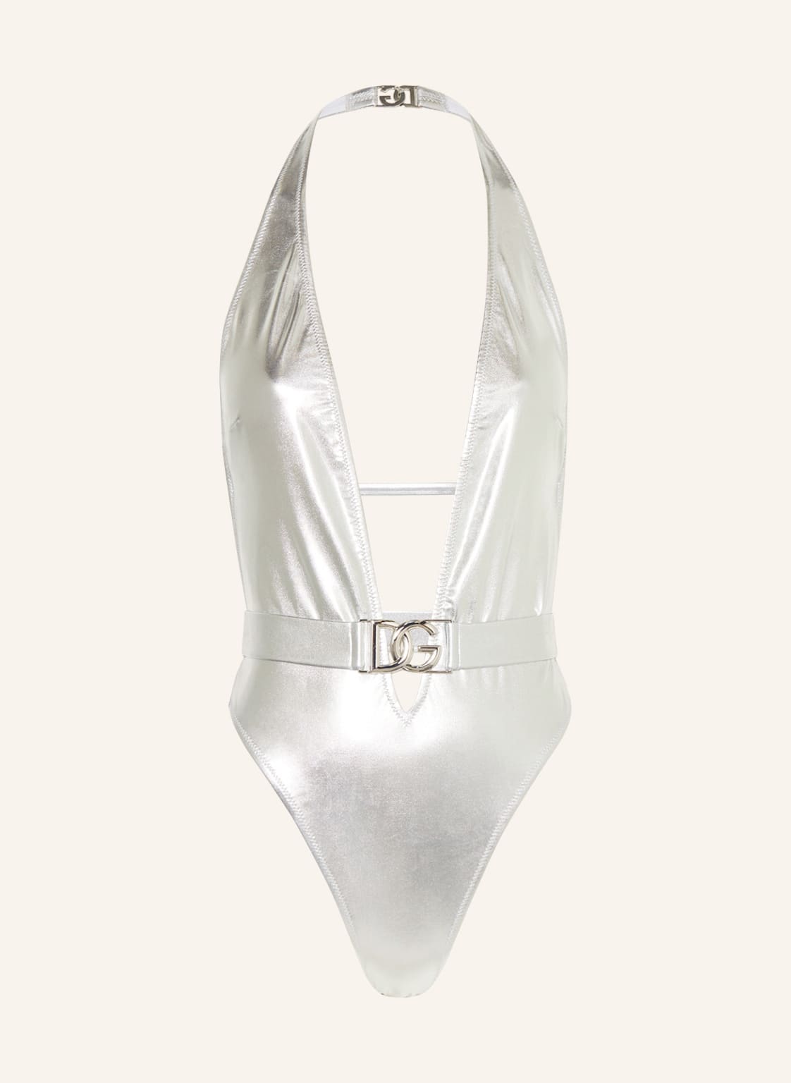 Image of Dolce & Gabbana Neckholder-Badeanzug silber