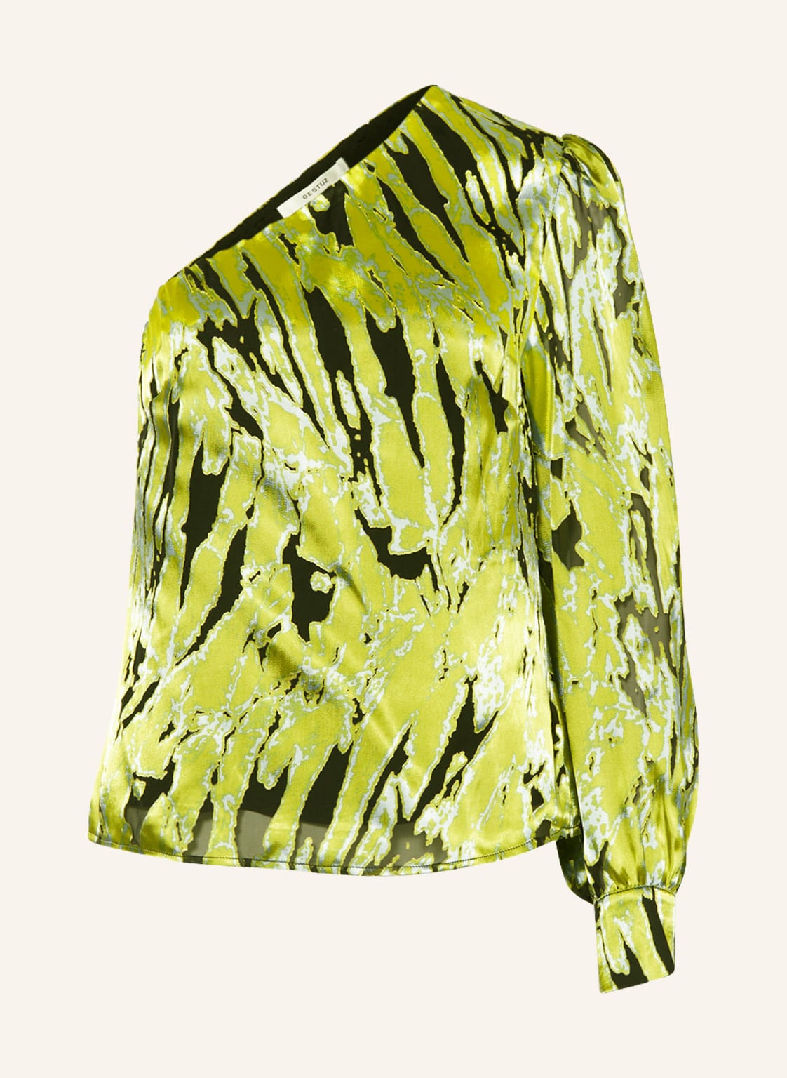Image of Gestuz One-Shoulder-Bluse Annagz Aus Satin gruen