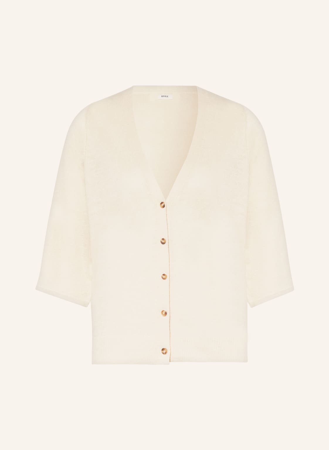Image of Brax Strickjacke Alice Mit 3/4-Arm Und Leinen beige