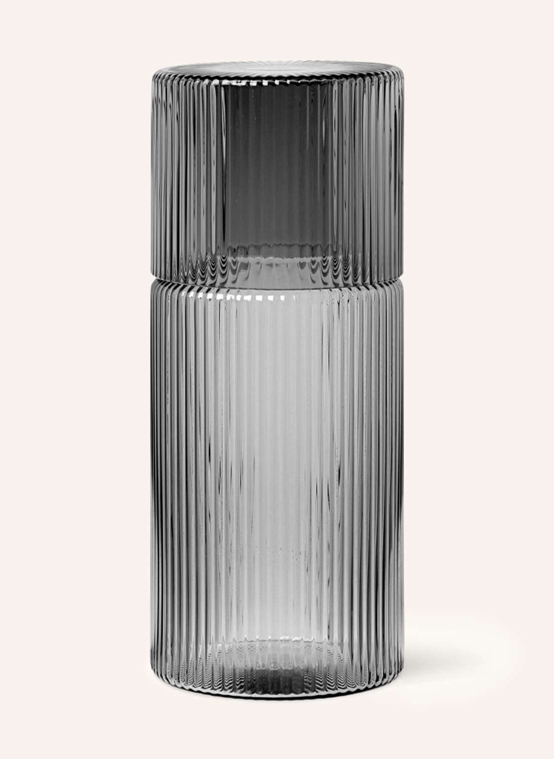 Image of Ferm Living Set Ripple: Karaffe Und Trinkglas grau