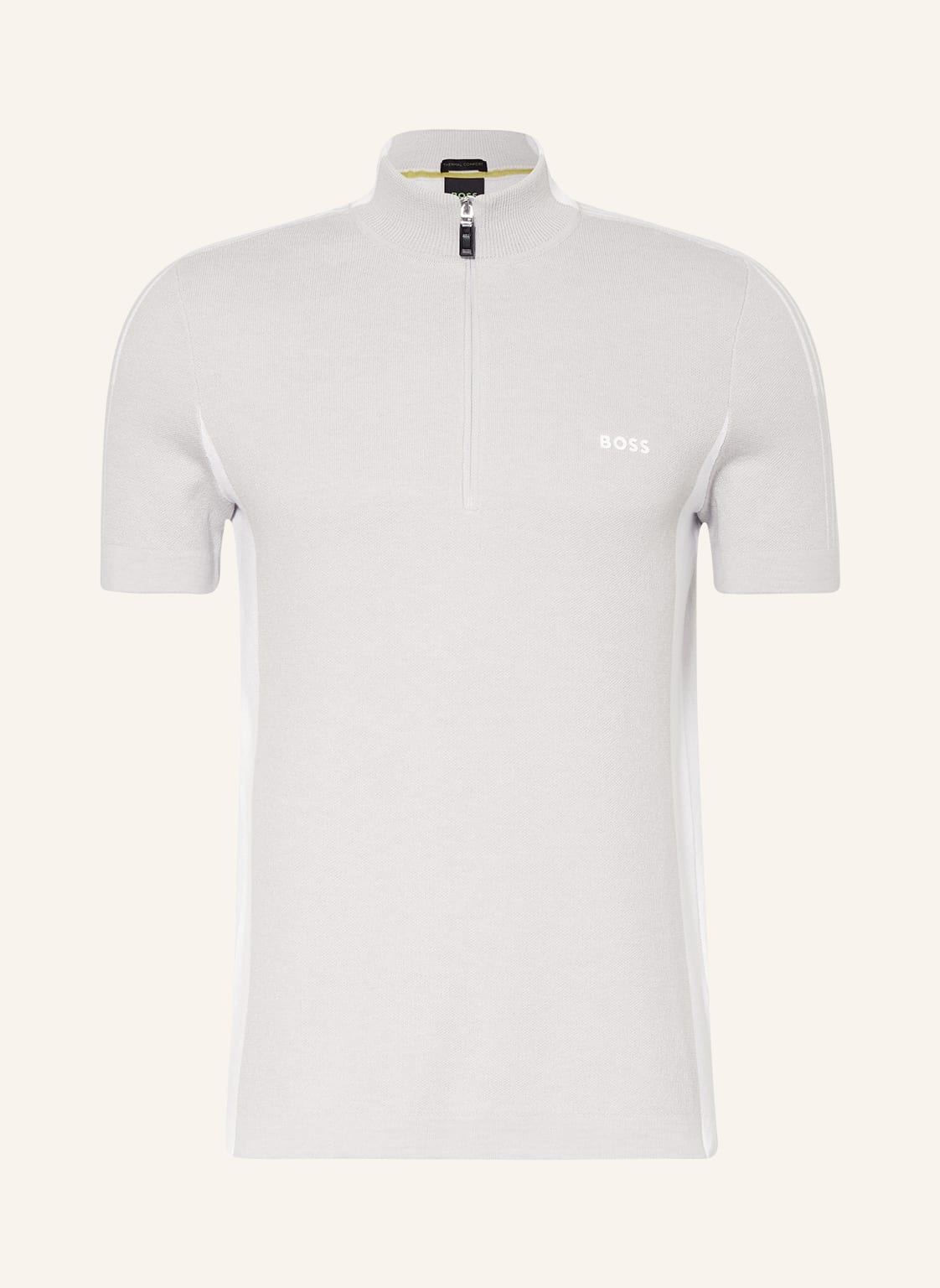 Image of Boss Strick-Poloshirt Zinos Regular Fit grau