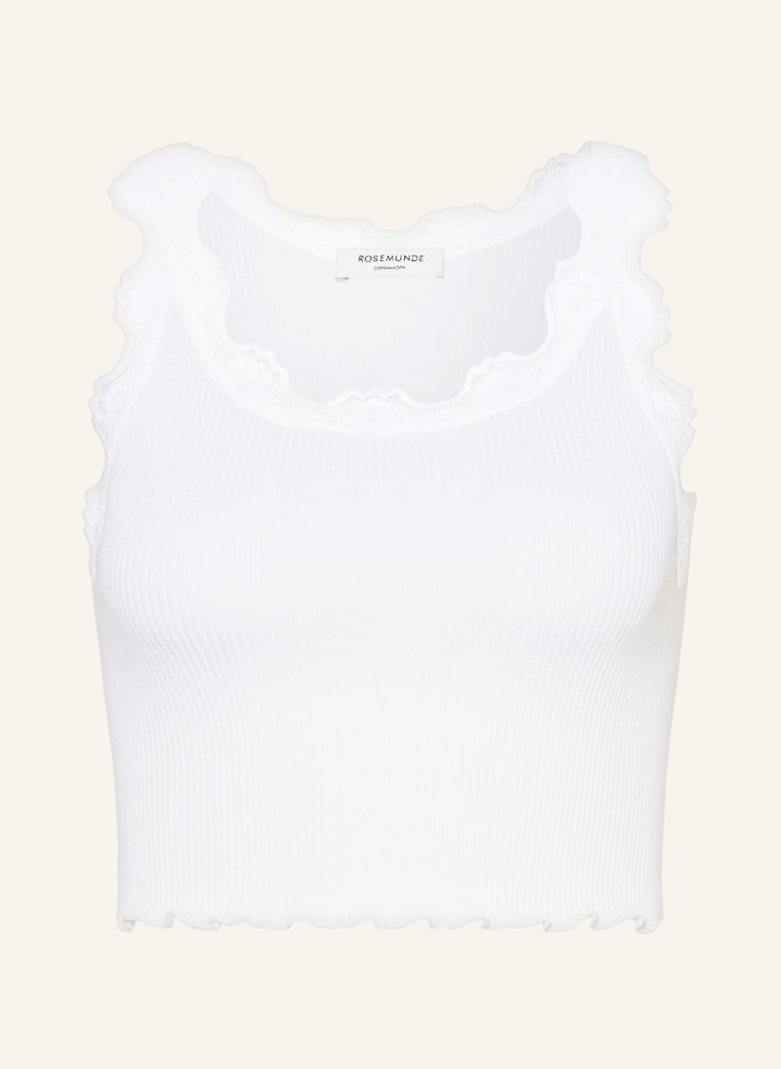 Image of Rosemunde Cropped-Top Aus Seide Mit Spitze weiss