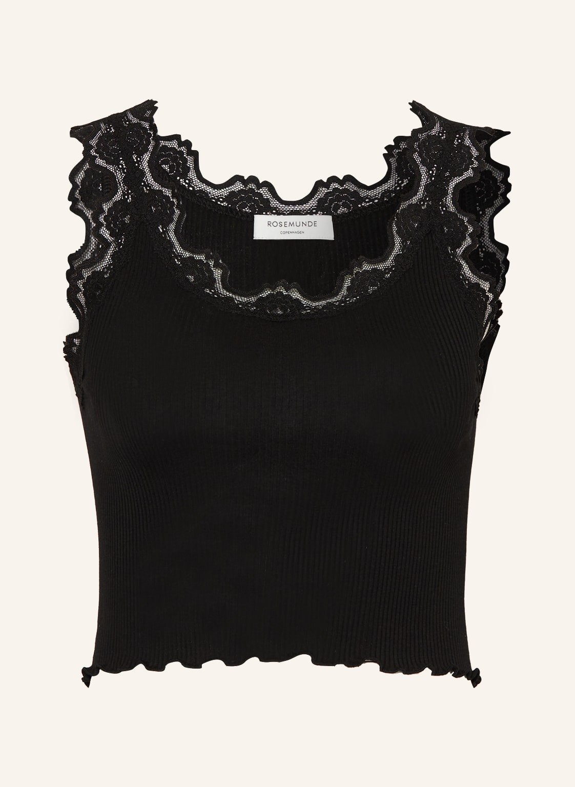 Image of Rosemunde Cropped-Top Aus Seide Mit Spitze schwarz