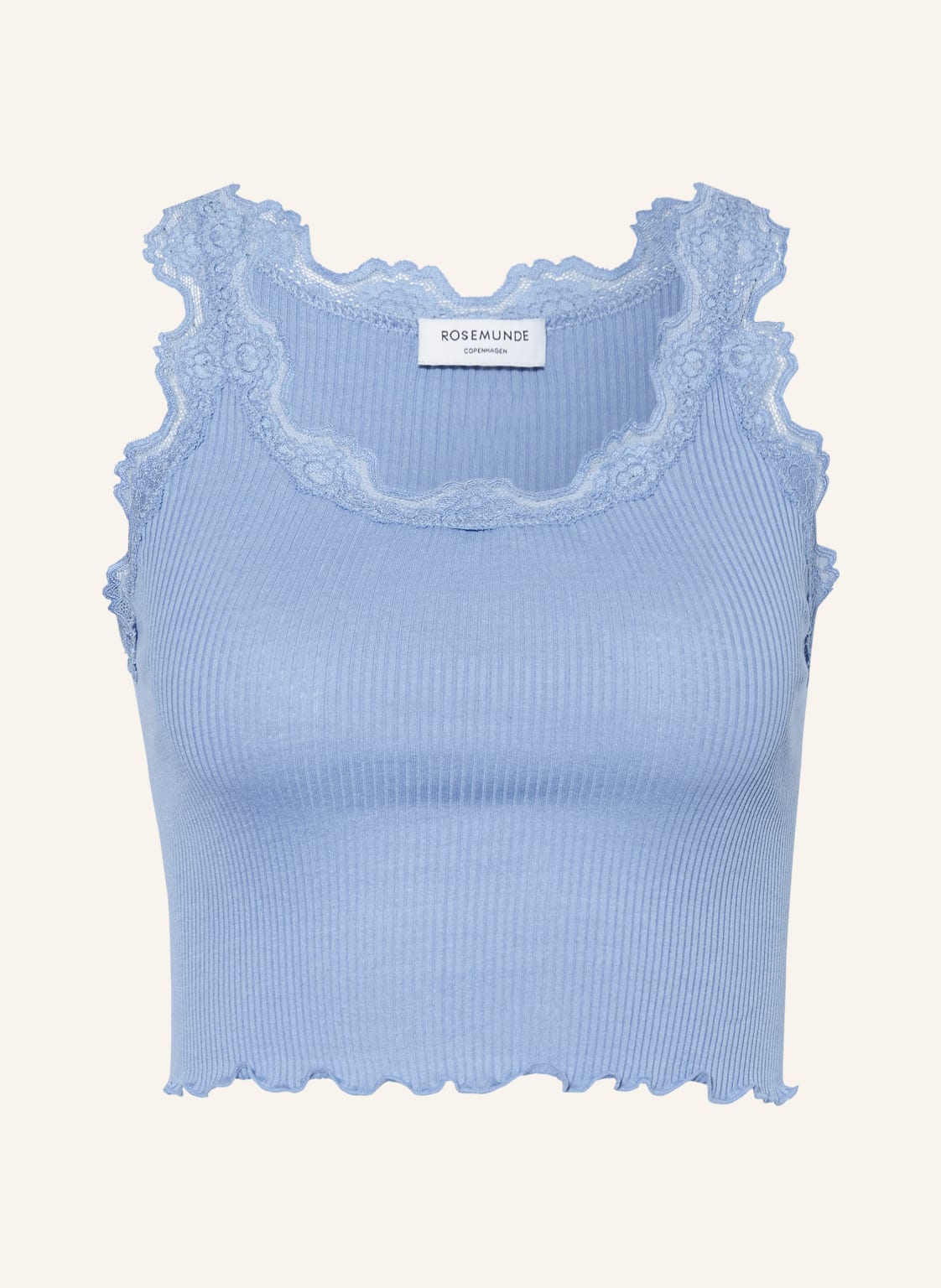 Image of Rosemunde Cropped-Top Aus Seide Mit Spitze blau