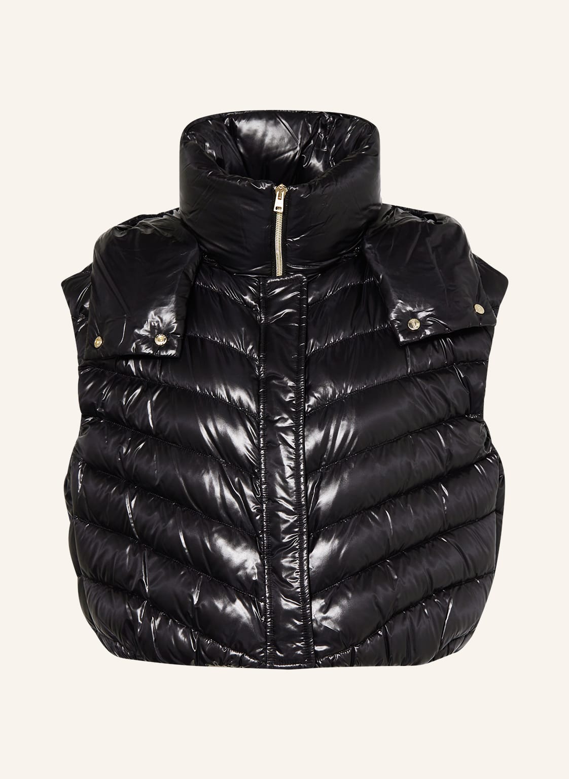 Image of Herno Cropped-Daunenweste Mit Abnehmbarer Kapuze schwarz