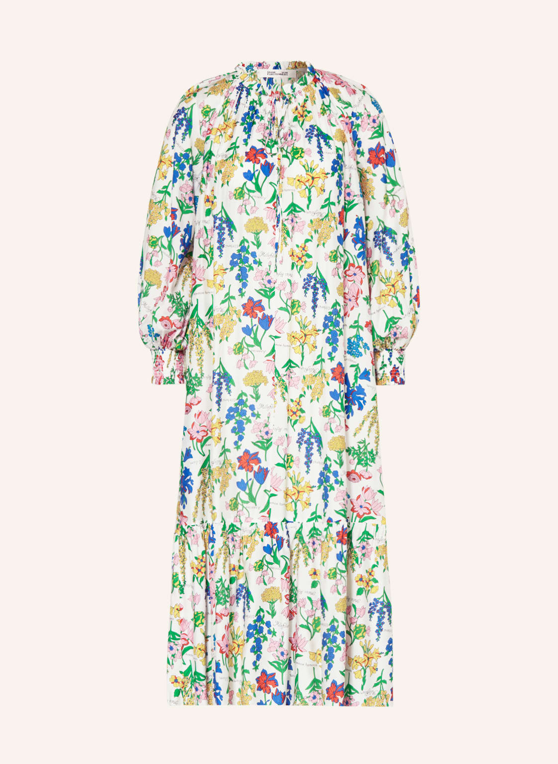 Image of Diane Von Furstenberg Kleid Fortina Mit Rüschen weiss