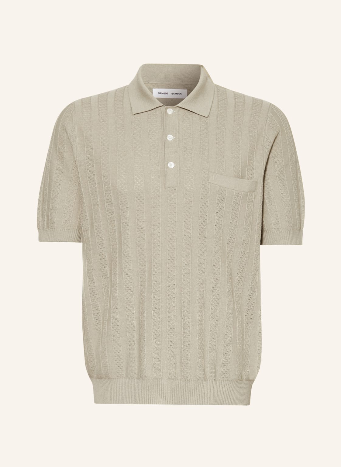Image of Samsøe Samsøe Strick-Poloshirt Conal grau