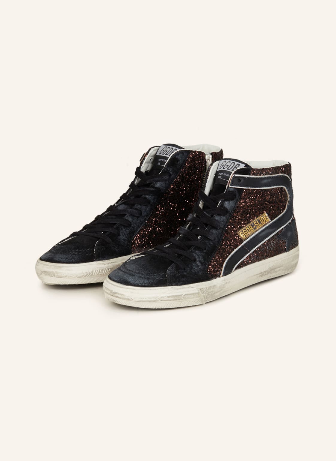 Image of Golden Goose Hightop-Sneaker Slide Glitter braun