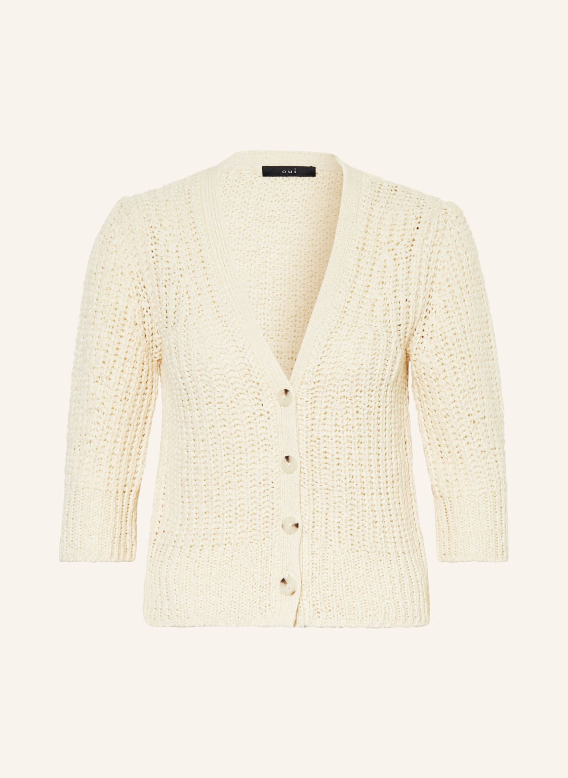 Image of Oui Strickjacke Mit 3/4-Arm weiss