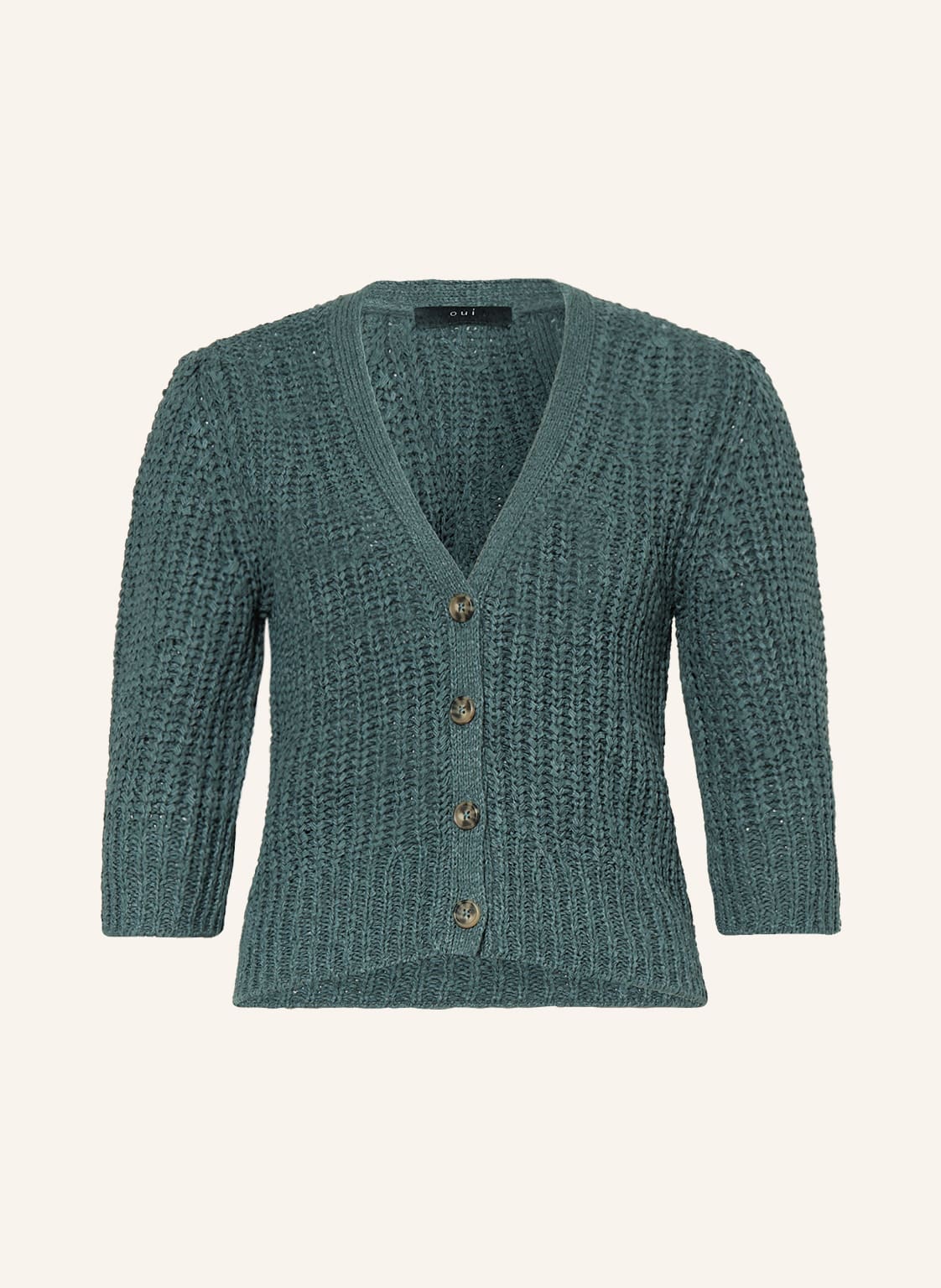 Image of Oui Strickjacke Mit 3/4-Arm grau