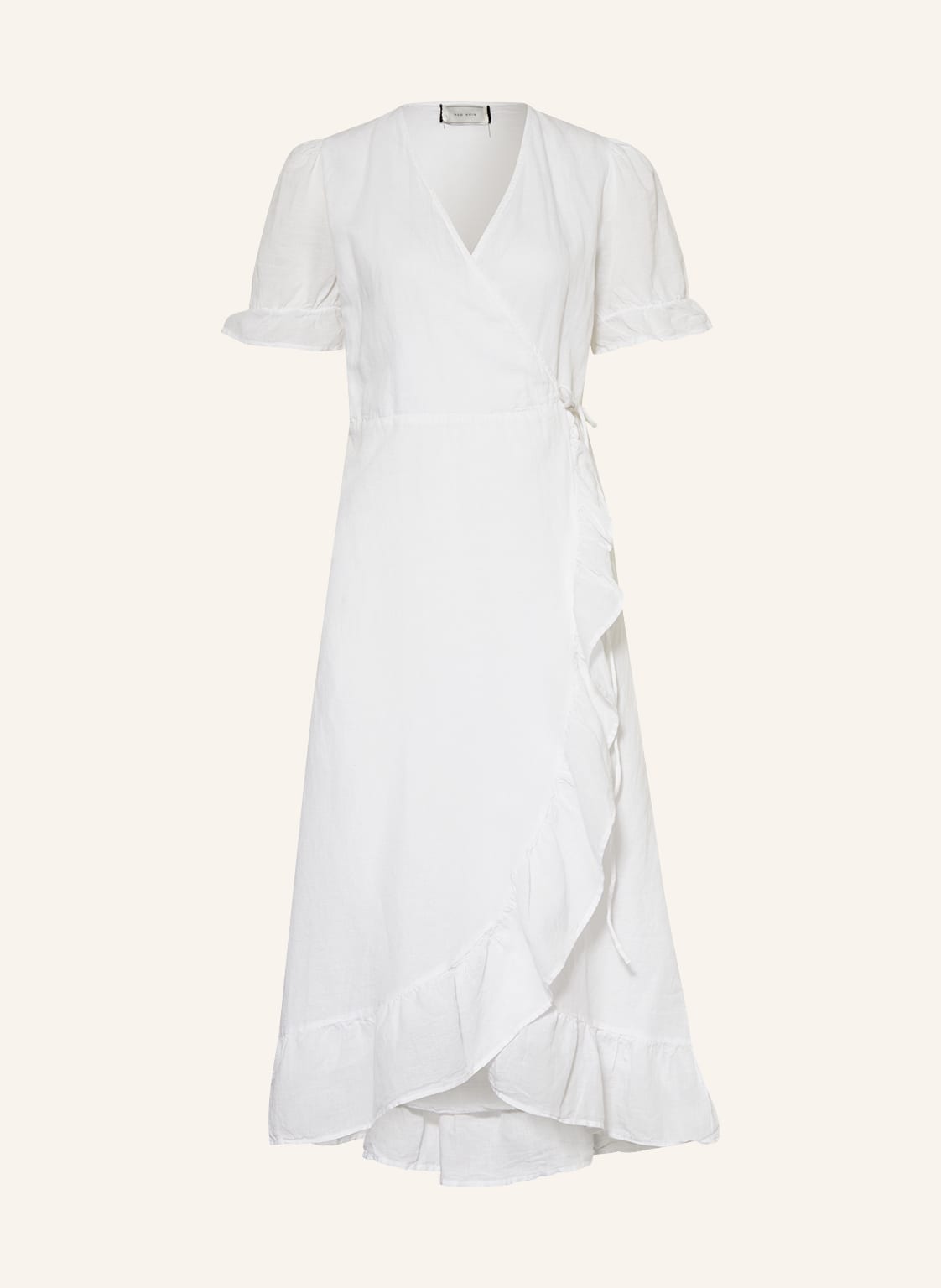 Image of Neo Noir Wickelkleid Marietta Mit Leinen weiss