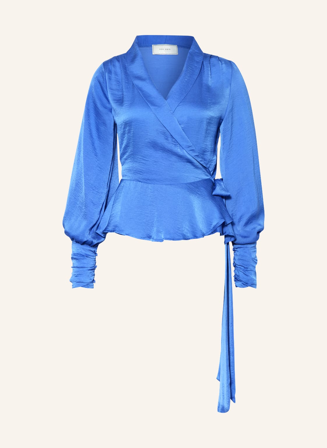 Image of Neo Noir Wickelbluse Noel Aus Satin blau