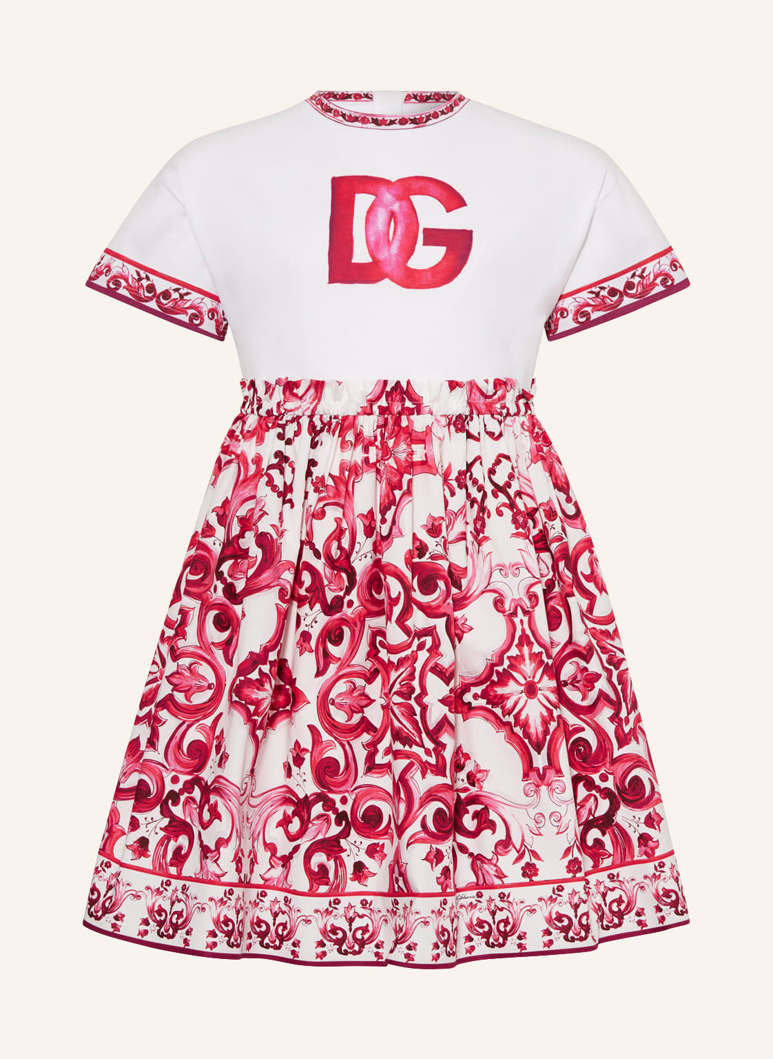 Image of Dolce & Gabbana Kleid Maioliche Im Materialmix pink