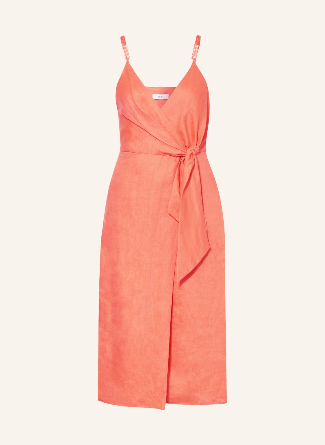 Image of Reiss Leinenkleid Esme In Wickeloptik rot