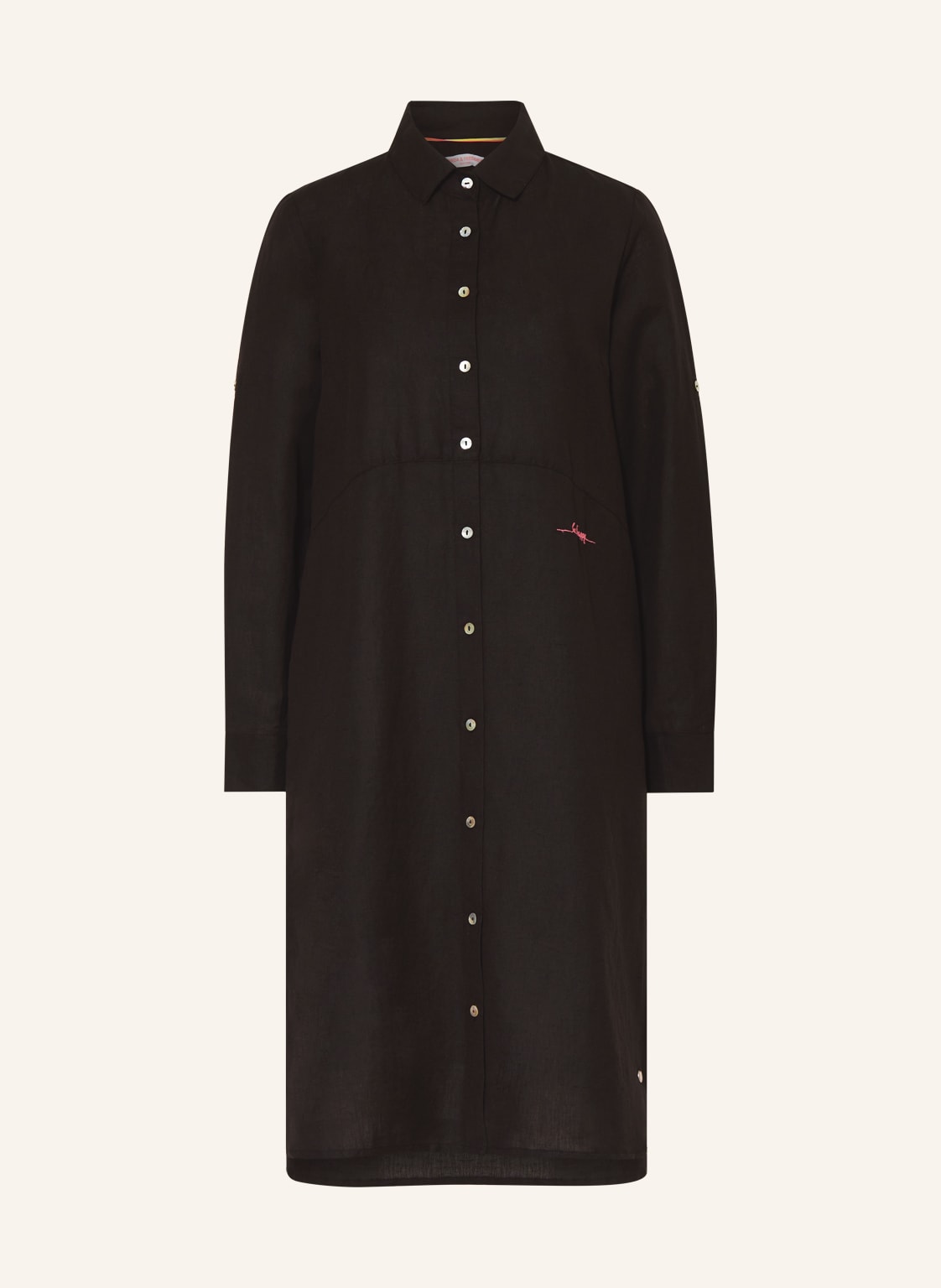 Image of Frieda & Freddies Hemdblusenkleid Mit Leinen schwarz