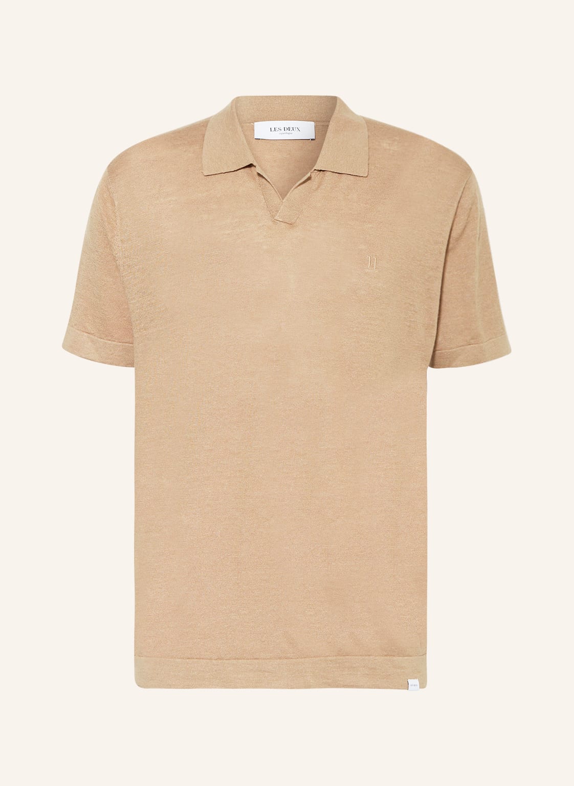 Image of Les Deux Strick-Poloshirt Elba Aus Leinen beige