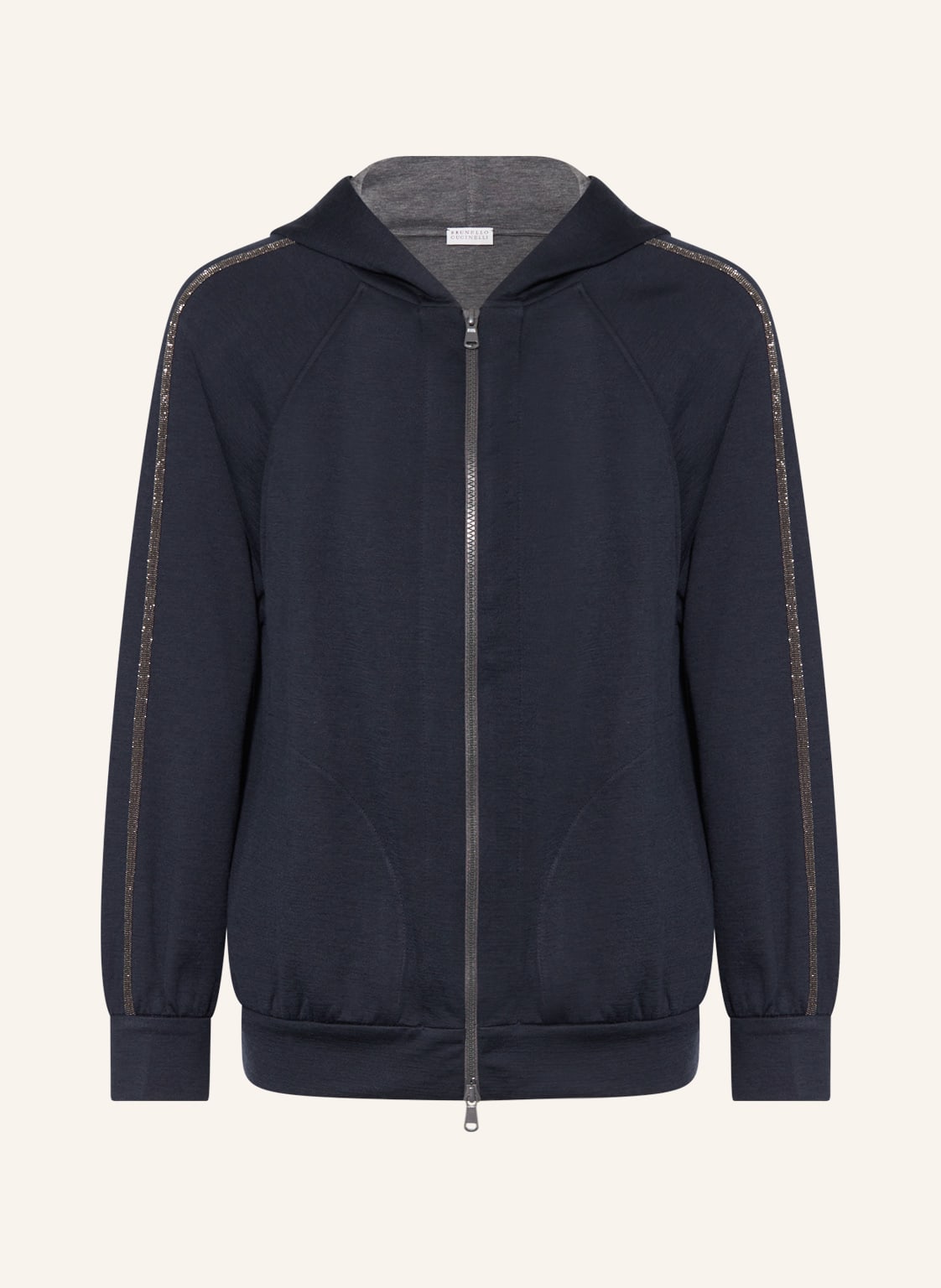Image of Brunello Cucinelli Sweatjacke Mit Seide Und Schmucksteinen blau