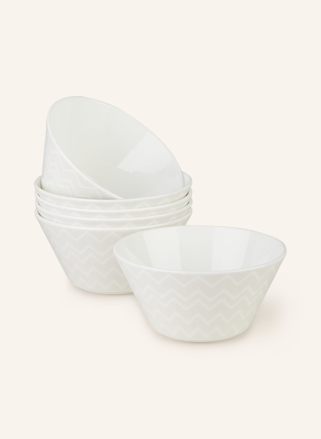 Image of Missoni Home 6er-Set Schalen Zig Zag weiss