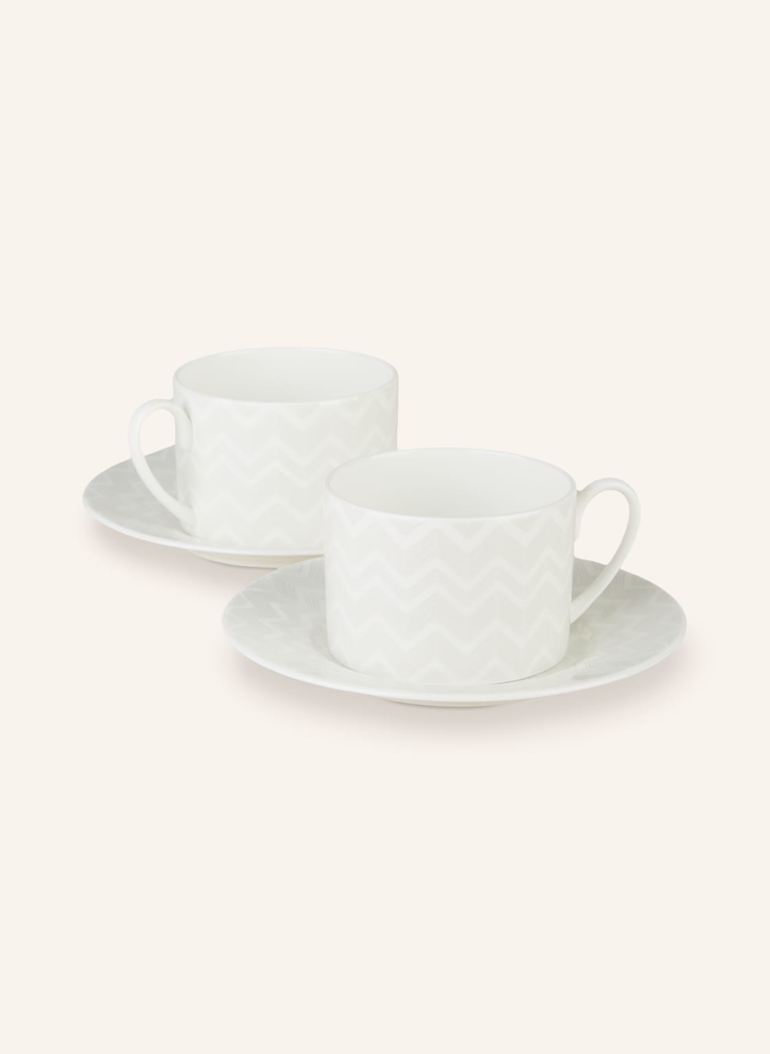 Image of Missoni Home 2er-Set Henkelbecher Zig Zag Mit Untertassen weiss