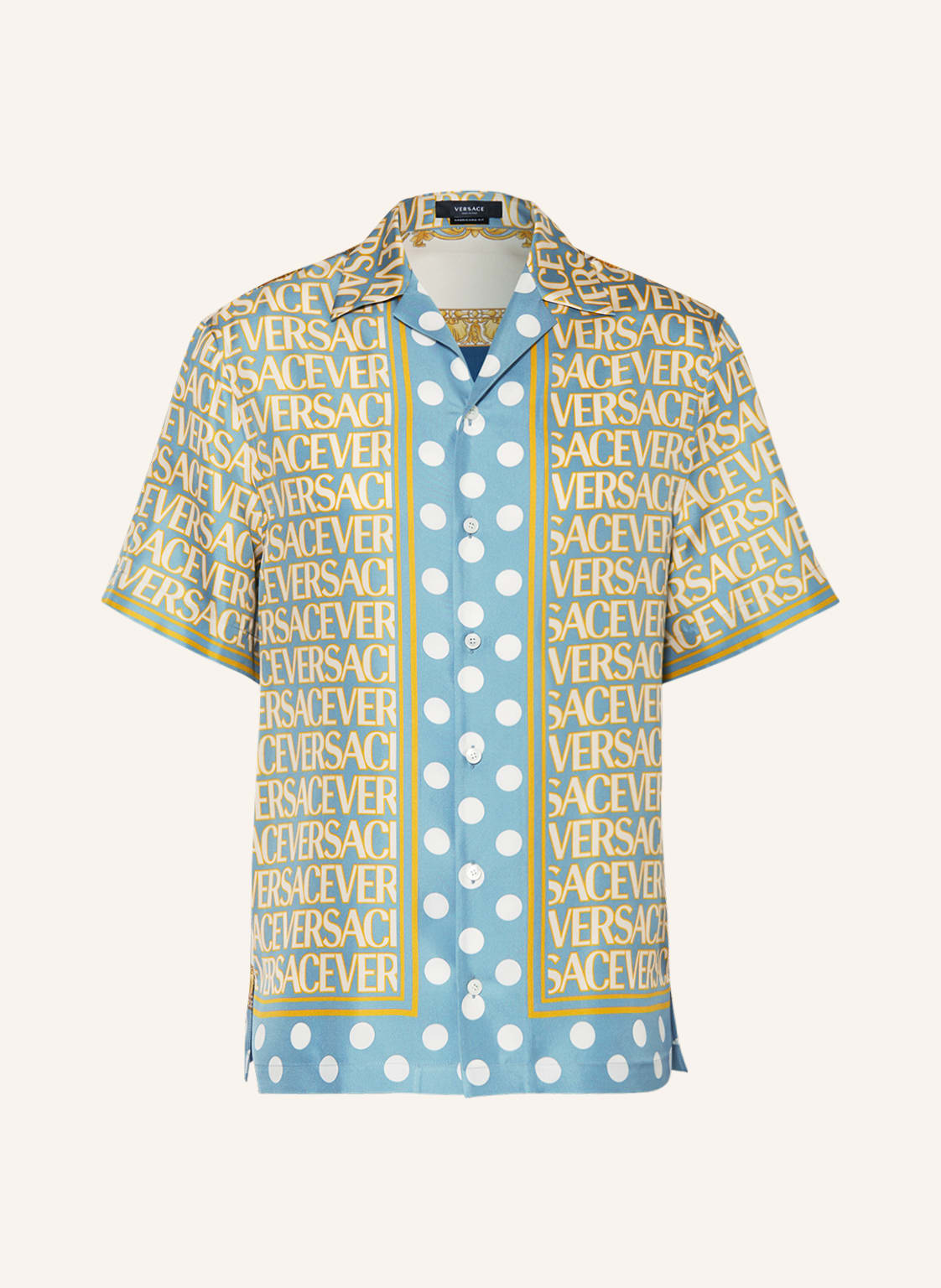 Image of Versace Resorthemd Comfort Fit Aus Seide blau