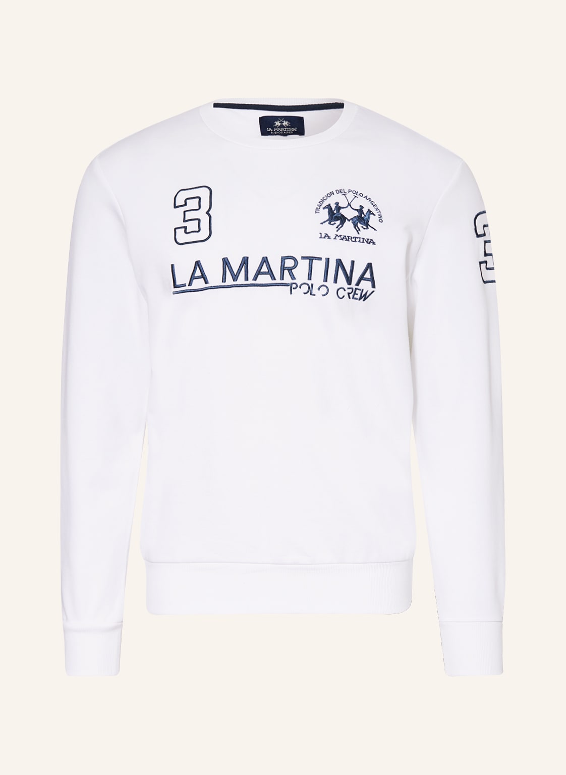 Image of La Martina Sweatshirt Diago Mit Stickereien weiss