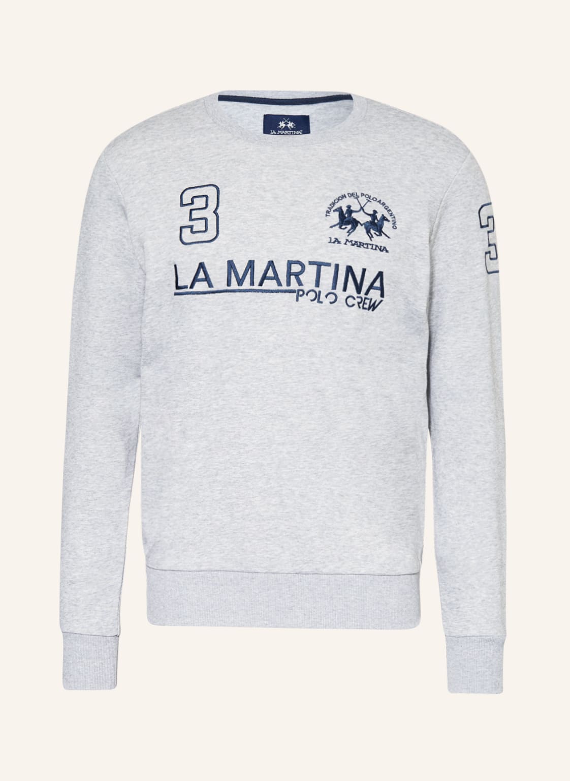 Image of La Martina Sweatshirt Diago Mit Stickereien grau