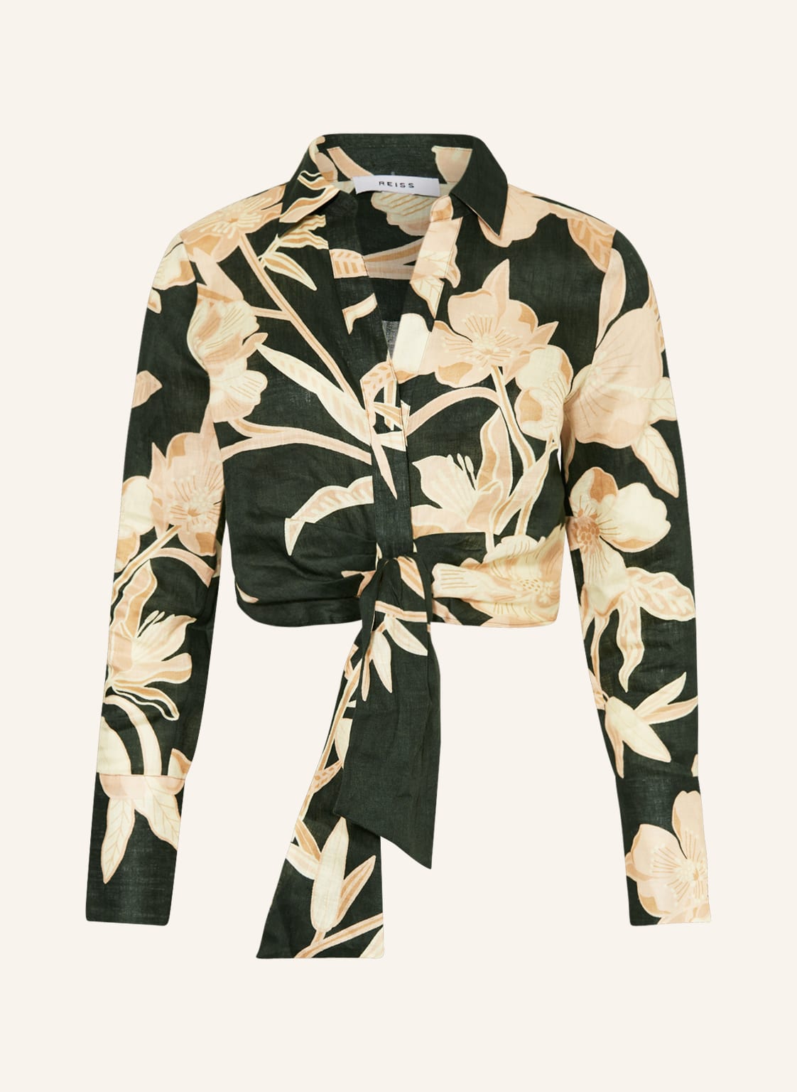 Image of Reiss Cropped-Leinenbluse Dahlia gruen