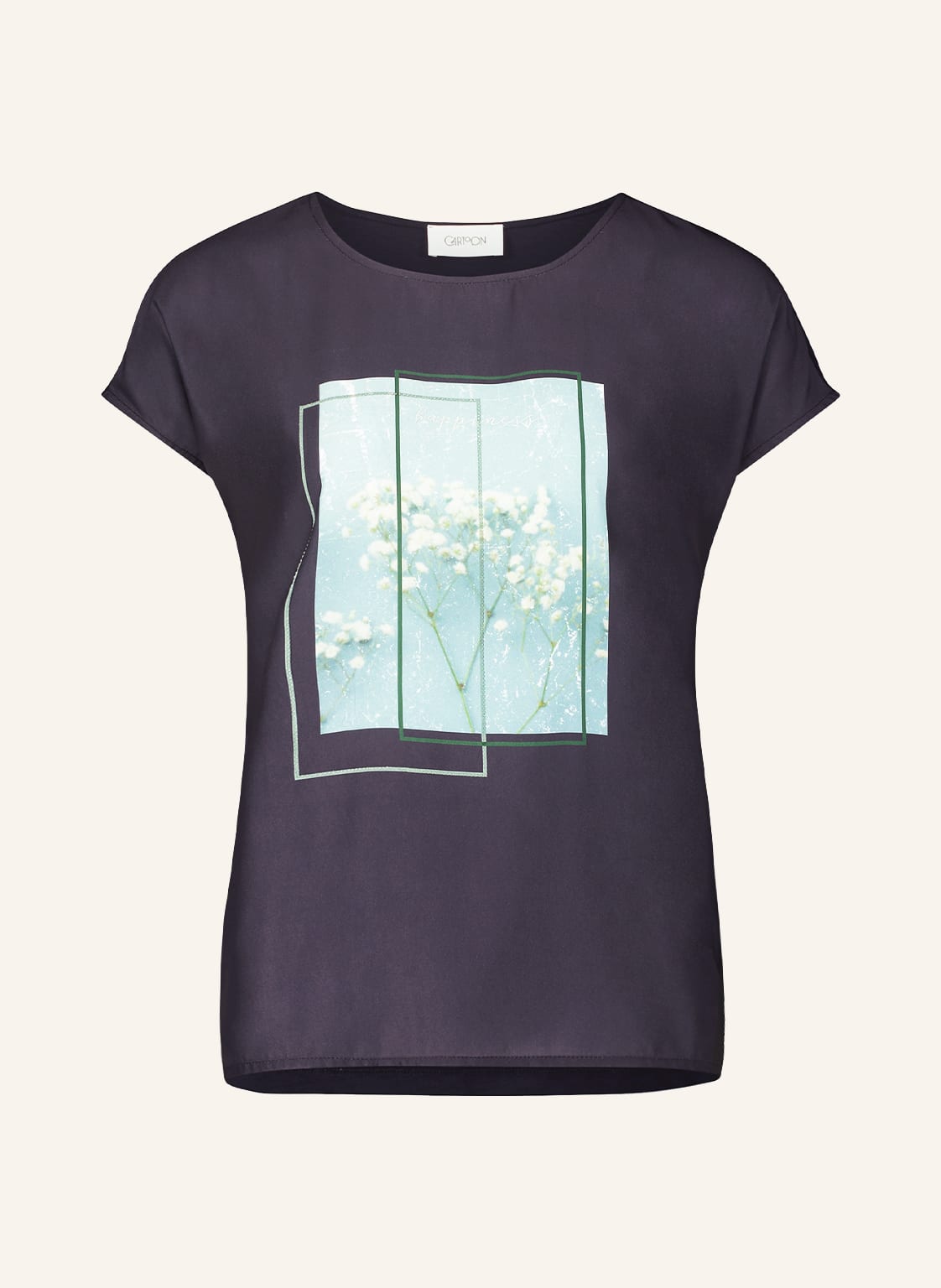 Image of Cartoon T-Shirt Im Materialmix Mit Schmucksteinen blau