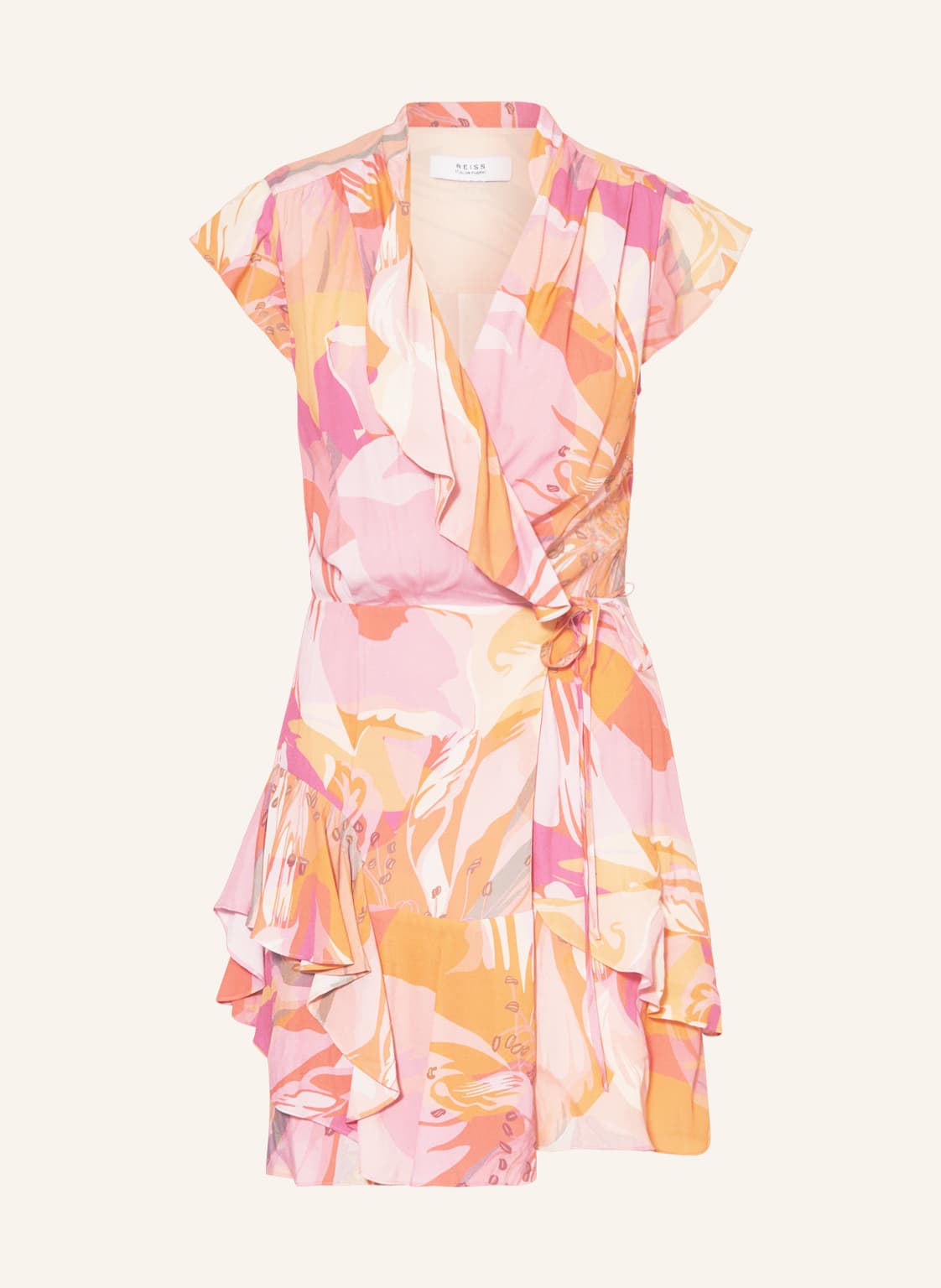 Image of Reiss Wickelkleid Marseille Mit Volants orange